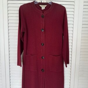 (NWOT) WOMEN'S MISOOK  BURGUNDY  CARDIGAN W/ LARGE FRONT POCKETS, SIZE: XS